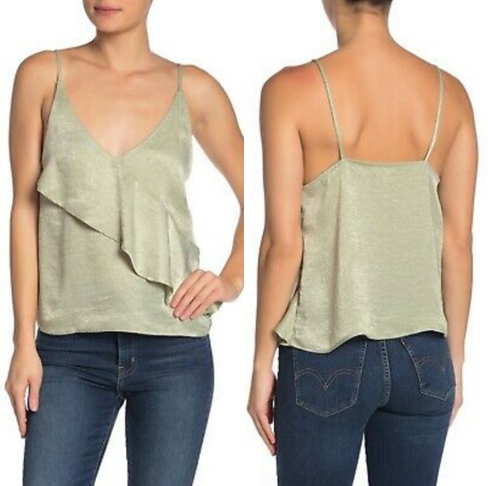 NWT Abound Green Shimmer Ruffle Tank Top
